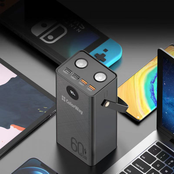 Фото - Батарея мобильная Colorway Powerful Power Delivery 60 000 mAh 65W Black (CW-PB600LPA5BK-PDD)
