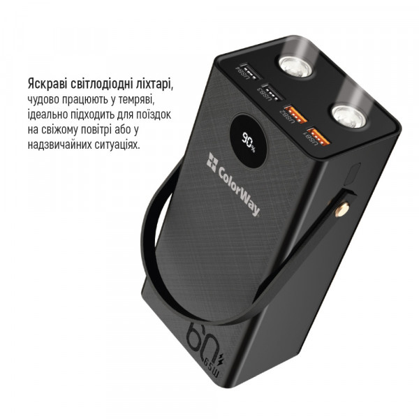 Фото - Батарея мобильная Colorway Powerful Power Delivery 60 000 mAh 65W Black (CW-PB600LPA5BK-PDD)