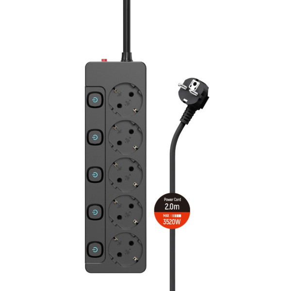 Фото - Сетевой фильтр Colorway 5 р 2 м Black (CW-PSEA52SBK) Фото - Сетевой фильтр Colorway 5 р 2 м Black (CW-PSEA52SBK)