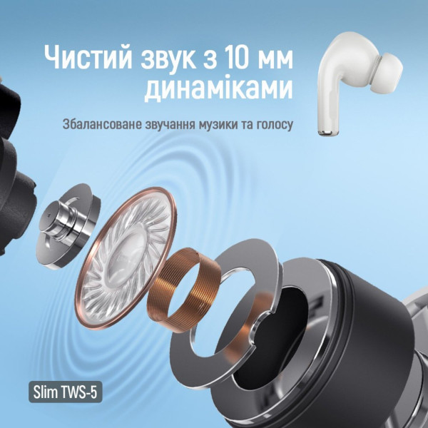 Фото - Наушники вкладыши беспроводные TWS Colorway Slim TWS-5 Earbuds White (CW-TWS5WT)