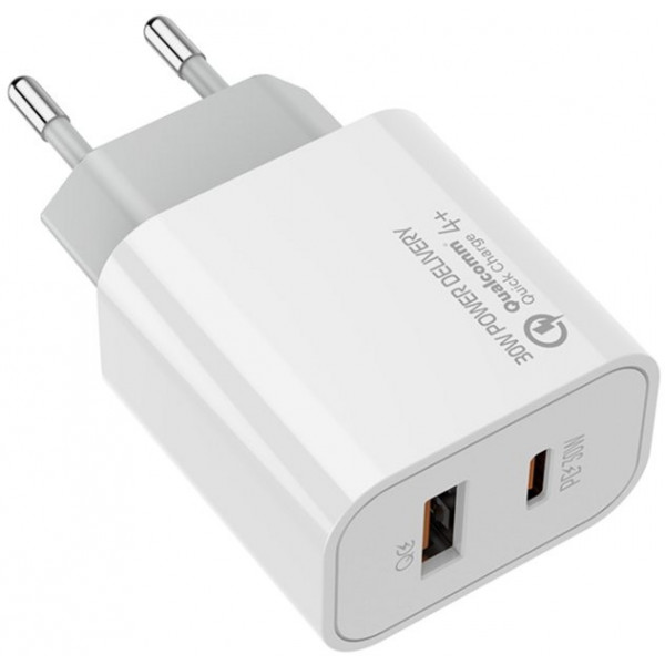 Фото - Сетевое зарядное устройство Colorway Power Delivery Port PPS Type-C PD + USB QC3.0 White (CW-CHS037PD-WT)