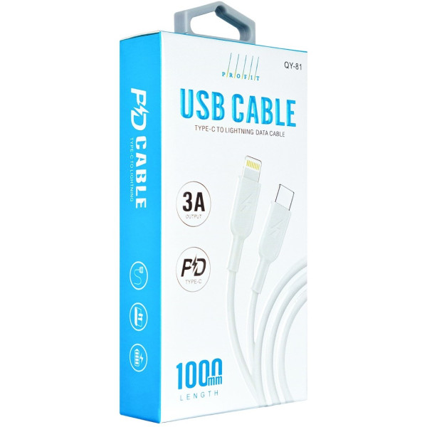 Фото - Кабель Profit QY-81 Type-C to Lightning 1m PD3A White (000001368)
