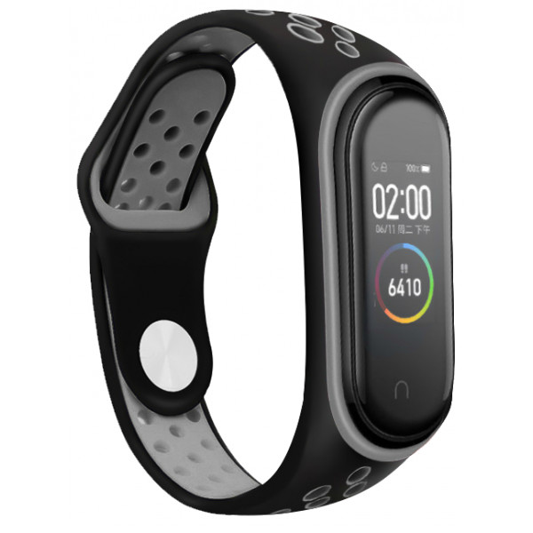 Фото - Ремешок для фитнес-браслета BeCover Nike Style for Xiaomi Mi Smart Band 5 Black-Gray (705151)