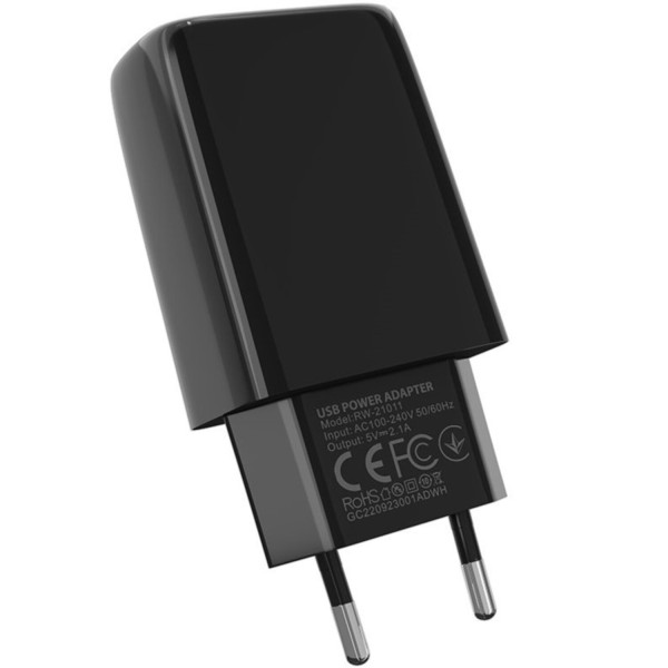 Фото - Сетевое зарядное устройство Ridea Element Duo 2USB 2.1 A Black (RW-21011)