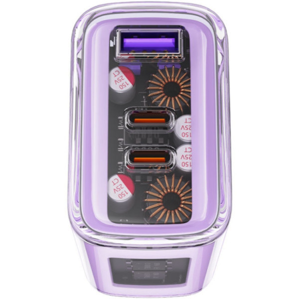 Фото - Сетевое зарядное устройство AceFast 3xUSB 65W (2xUSB-C+USB-A) Gan A45 Fast Charger Purple alfalfa (6974316282075)
