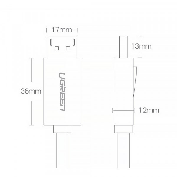 Фото - Кабель UGREEN DP Male to Male Cable 3m DP102 Black (10212)