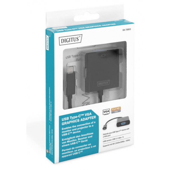 Фото - Переходник Digitus USB-C - VGA Full HD M/F 0.15m (DA-70853)