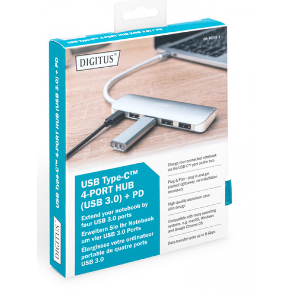 Фото - Хаб USB Digitus USB Type-C 4xUSB 3.0 (DA-70242-1)