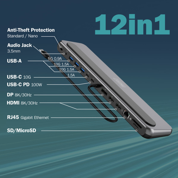 Фото - Док-станция Digitus USB-C > 2xHDMI/1xDP/3xUSB-A/USB-C/RJ54/PD/Audio (DA-70919)