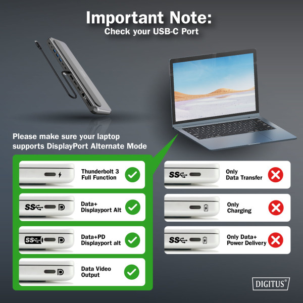 Фото - Док-станция Digitus USB-C > 2xHDMI/1xDP/3xUSB-A/USB-C/RJ54/PD/Audio (DA-70919)