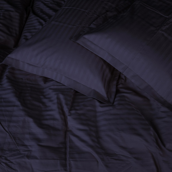 Фото - Комплект постельного белья детский MirSon Satin Stripe 30-0021 Dark Blue 110х140 (2200005246320)