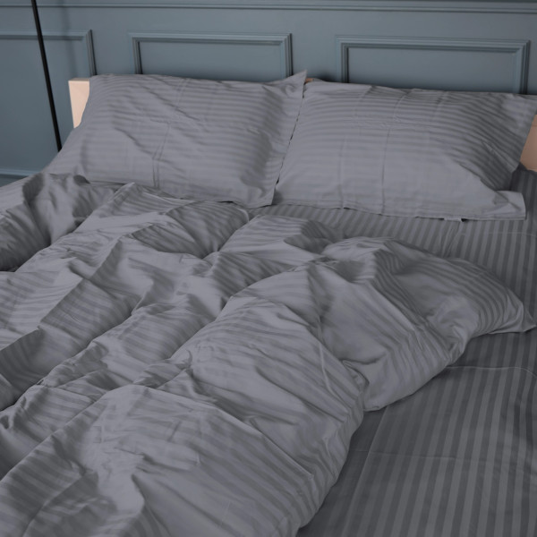 Фото - Комплект постельного белья детский MirSon Satin Stripe 30-0012 Dark Gray 110х140 (2200005246214) Фото - Комплект постельного белья детский MirSon Satin Stripe 30-0012 Dark Gray 110х140 (2200005246214)