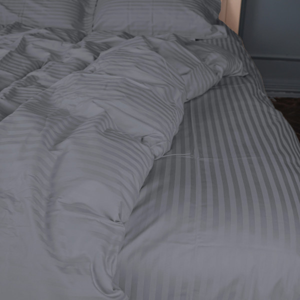 Фото - Комплект постельного белья детский MirSon Satin Stripe 30-0012 Dark Gray 110х140 (2200005246214)