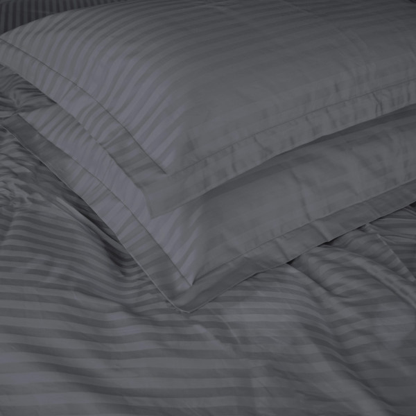 Фото - Комплект постельного белья детский MirSon Satin Stripe 30-0012 Dark Gray 110х140 (2200005246214)