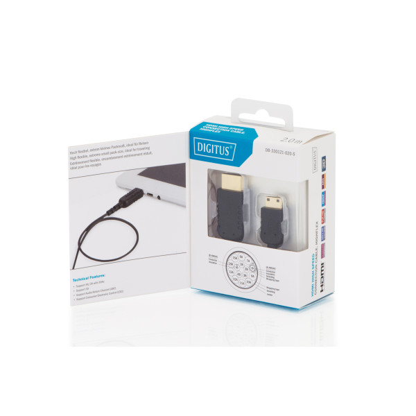 Фото - Кабель HDMI Digitus HDMI-miniHDMI (AM/СM), Ultra HD, 2.0 м Black (DB-330121-020-S)