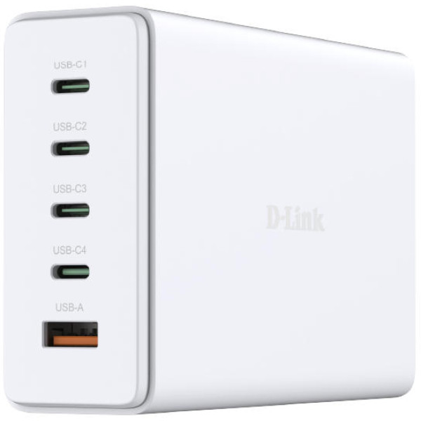 Фото - Сетевое зарядное устройство D-Link 240Вт GaN 4хUSB-С 1xUSB-A White (DCF-241)