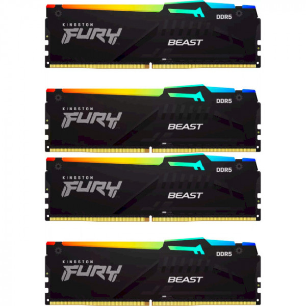Фото - Память DDR Kingston Fury Beast RGB DDR5-5200 128Gb (4x32Gb) CL40-40-40 1.25V XMP (KF552C40BBAK4-128)