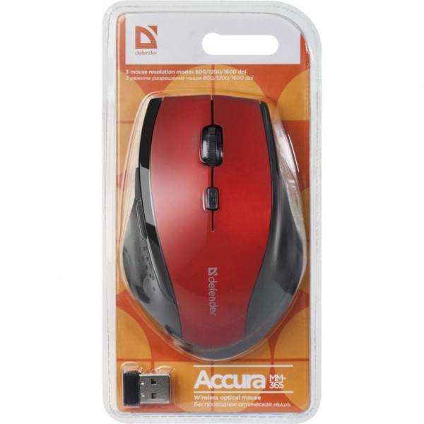 Фото - Мышь беспроводная Defender Accura MM-365 Red (52367)