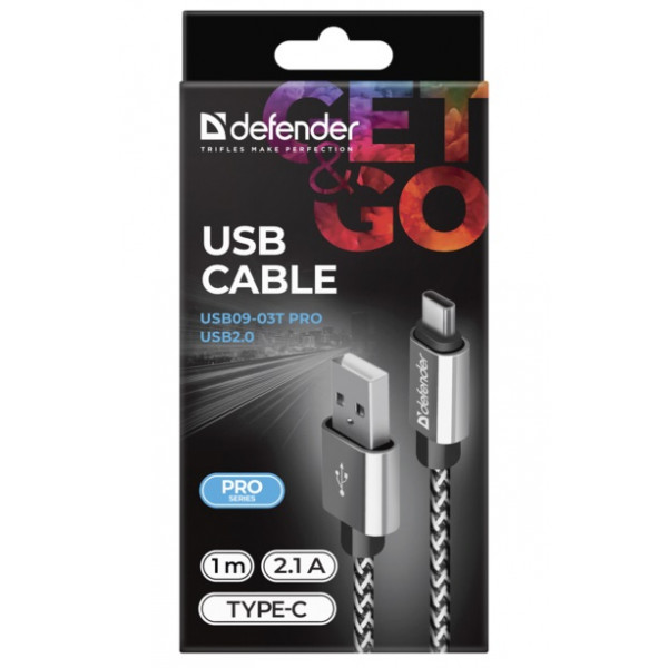 Фото - Кабель синхронизации данных Defender ACH01-03T PRO USB2.0 AM-Lightning 1m White (87809)