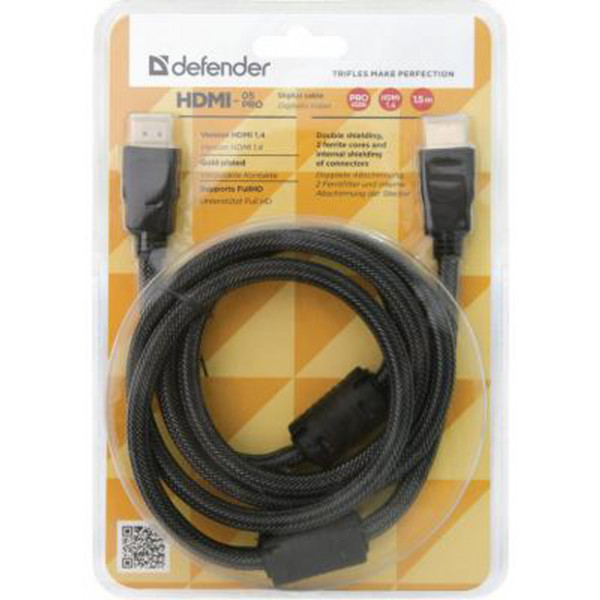 Фото - Кабель HDMI Defender HDMI to HDMI 1m HDMI-03PRO (87340)
