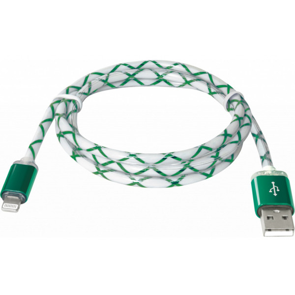 Фото - Кабель синхронизации данных Defender USB 2.0 AM to Lightning 1.0m ACH03-03LT Green LED Backlight (87553)