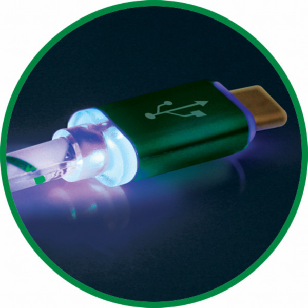 Фото - Кабель синхронизации данных Defender USB 2.0 AM to Lightning 1.0m ACH03-03LT Green LED Backlight (87553)