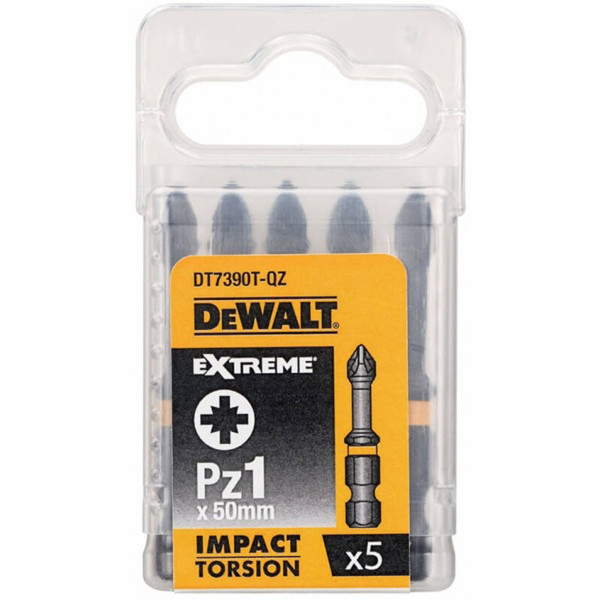 Фото - Набор бит для отвертки DeWALT Impact Torsion Pz1 50mm 5 шт. (DT7390T)