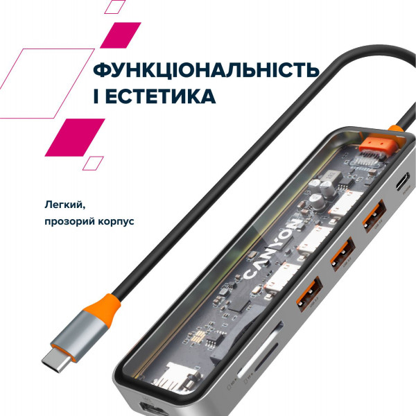 Фото - Док-станция Canyon DS-13 4k 7-в-1 USB-C Space Grey (CNS-TDS13)