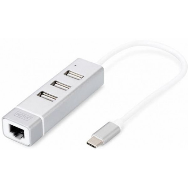 Фото - Хаб USB Digitus USB 2.0 Type-C + Fast Ethernet (DA-70253)