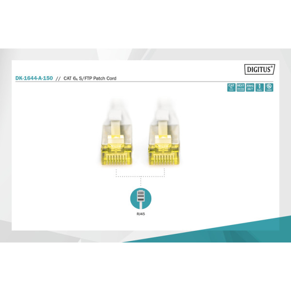 Фото - Кабель патч-корд Digitus CAT 6a S-FTP, 15м  Grey (DK-1644-A-150)