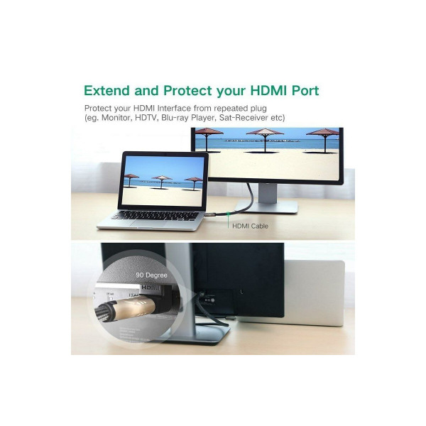 Фото - Переходник HDMI UGREEN Female Angled Adapter-Down Black (20109)