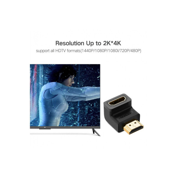 Фото - Переходник HDMI UGREEN Female Angled Adapter-Down Black (20109)