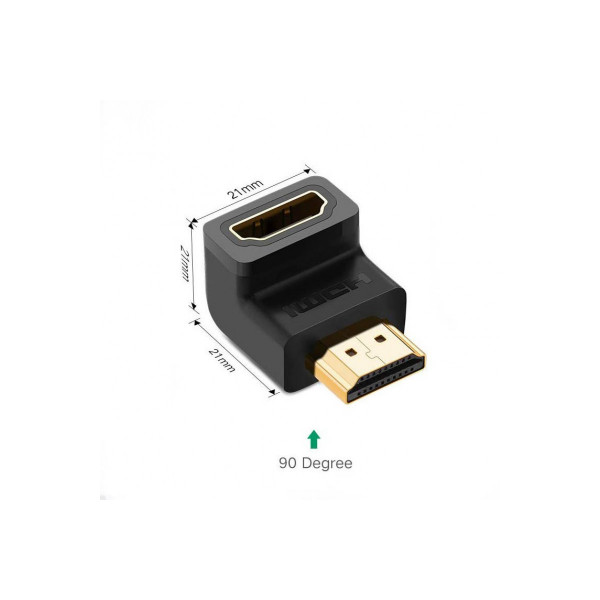 Фото - Переходник HDMI UGREEN Female Angled Adapter-Down Black (20109)