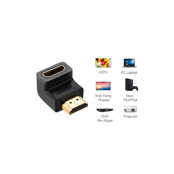 Фото - Переходник HDMI UGREEN Female Angled Adapter-Down Black (20109)