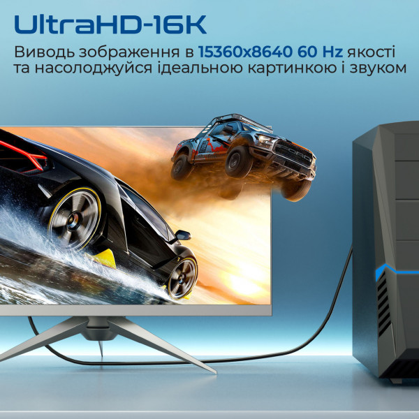 Фото - Кабель Promate DisplayPort 2.0 (Dplink-16k.Black)