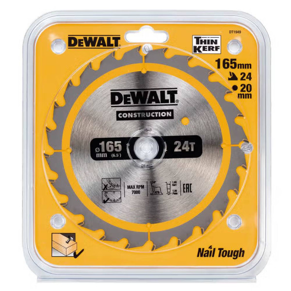Фото - Диск пильный DeWALT CONSTRUCTION 165х20 мм (DT1949)