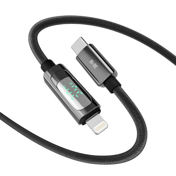 Фото - Кабель синхронизации данных YOKI DISPLAY Type-C to Lightning 30W 1.2m Black (YK-DI88)