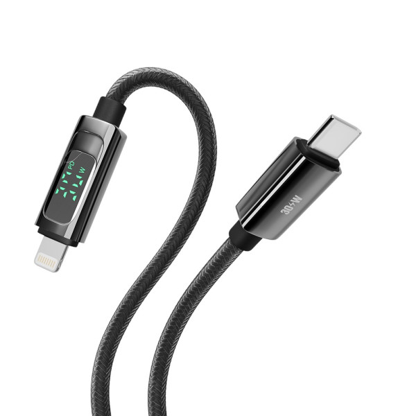 Фото - Кабель синхронизации данных YOKI DISPLAY Type-C to Lightning 30W 1.2m Black (YK-DI88)