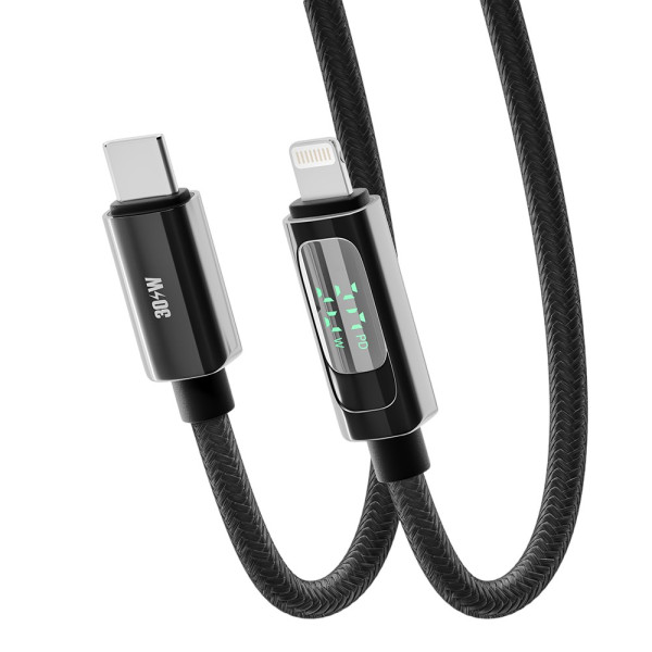 Фото - Кабель синхронизации данных YOKI DISPLAY Type-C to Lightning 30W 1.2m Black (YK-DI88)
