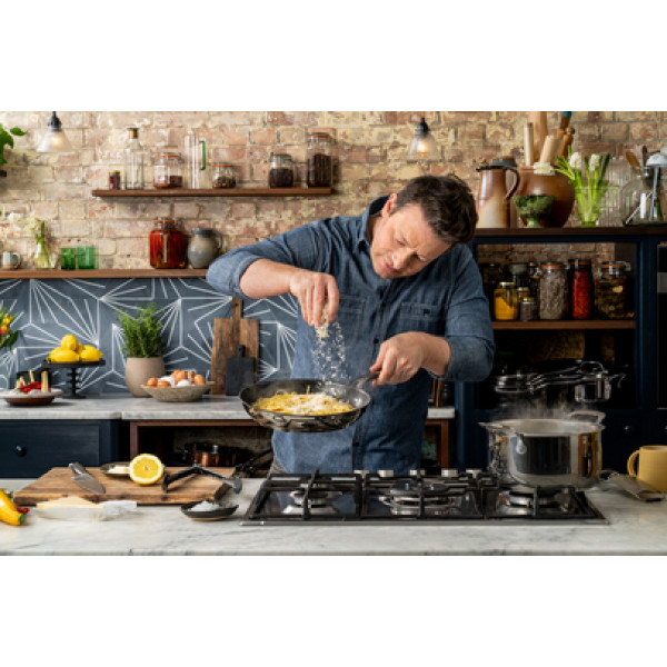 Фото - Набор посуды Tefal E314SA74 Jamie Oliver Kitchen Essential  10 пр (ковш 1,5 л,  кастр 1,5 л/ 3,0 л/ 5,3 л, сковороды 24 см/ 28 см )