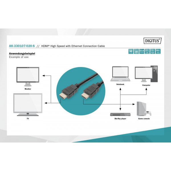 Фото - Кабель HDMI Assmann HDMI 2m (AK-330107-020-S)