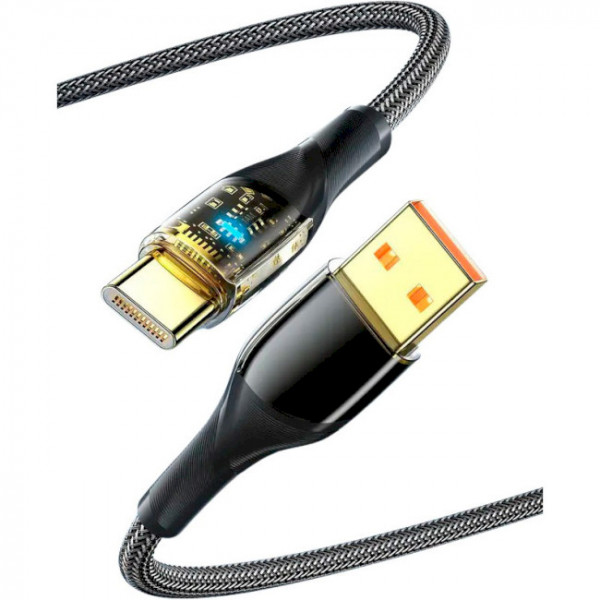 Фото - Кабель синхронизации данных Essager Interstellar Transparent Design USB Charging Cable USB A to Type C 7A 1m Black (EXCT-XJ01-P)