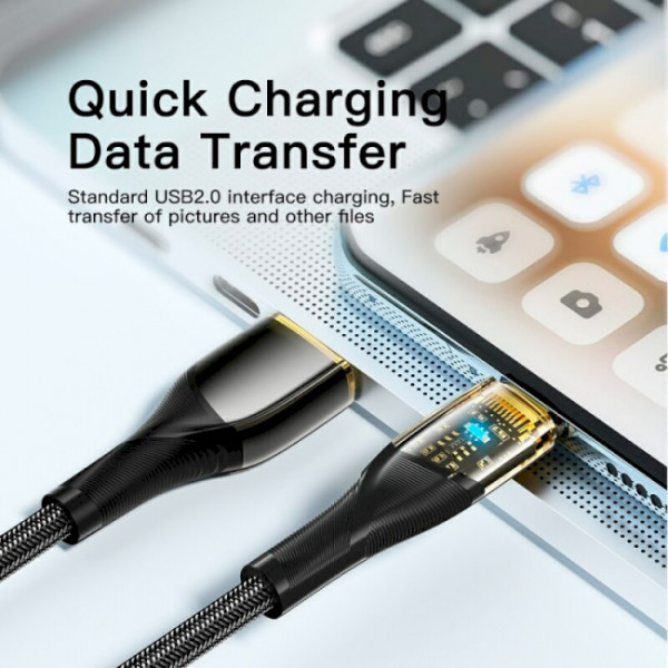 Фото - Кабель синхронизации данных Essager Interstellar Transparent Design USB Charging Cable USB A to Type C 7A 1m Black (EXCT-XJ01-P)