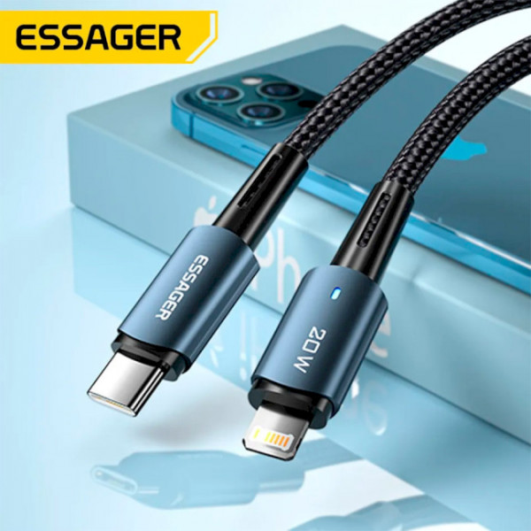 Фото - Кабель синхронизации данных Essager Sunset Type-C to Lightning 20W USB Charging Cable 1m Black (EXCTL-CG01)