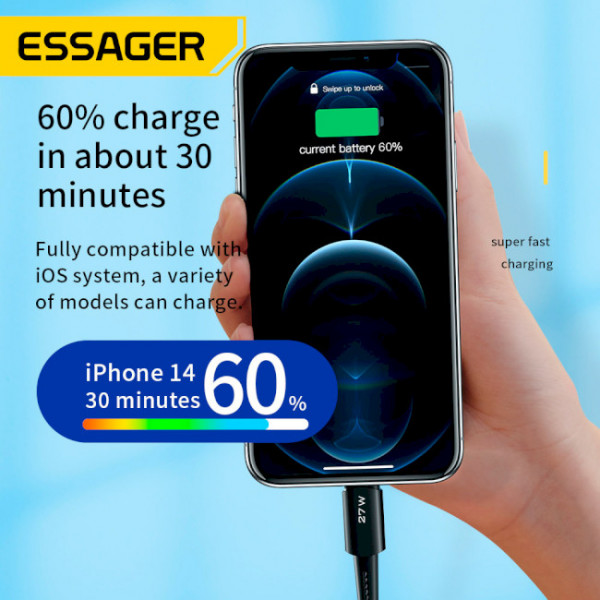 Фото - Кабель синхронизации данных Essager Sunset Type-C to Lightning 20W USB Charging Cable 1m Black (EXCTL-CG01)