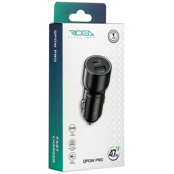 Фото - Автомобильное зарядное устройство Ridea QPow Pro 1USB/1USB-C PD/QC 47.5W Black (RCC-47110)