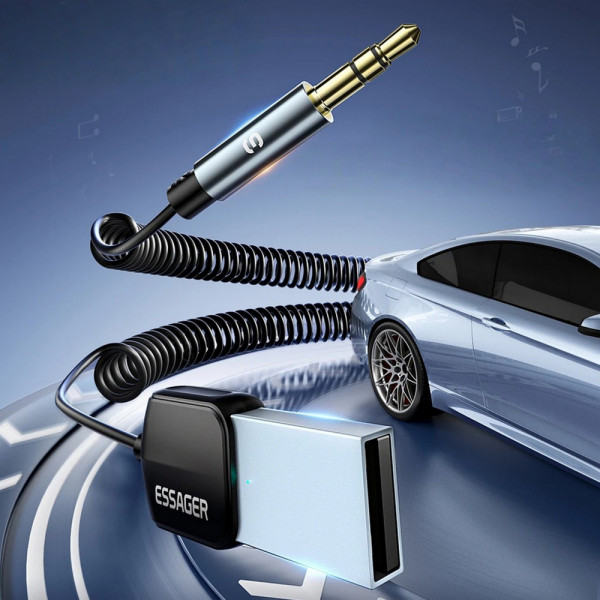 Фото - Беспроводной адаптер автомобильный Essager Lingfeng Bluetooth 5.0 Aux Adapter Car Wireless Receiver USB to 3.5mm (EBT-LF01-P)