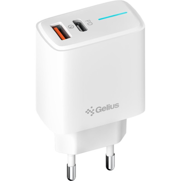 Фото - Сетевое зарядное устройство Gelius Radiance GP-HC058 1Type-C + 1USB-A 25W +Full Silicon Type-C to Lightning (100477)