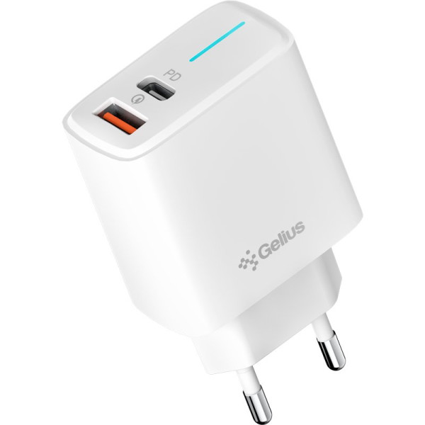 Фото - Сетевое зарядное устройство Gelius Radiance GP-HC058 1Type-C + 1USB-A 25W +Full Silicon Type-C to Lightning (100477)