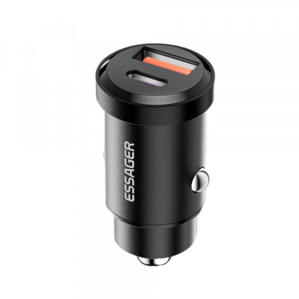 Фото - Автомобильное зарядное устройство Essager Gyroscope Mini Charger USB-A + Type-C 30W Black (ECCAC-TL01)